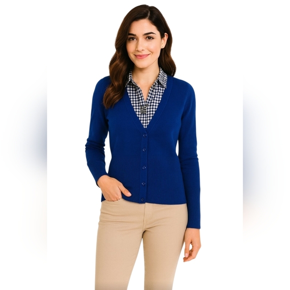 Tory Burch 100% Cashmere Cardigan in Cobalt Blue with small hole - Picture 1 of 13